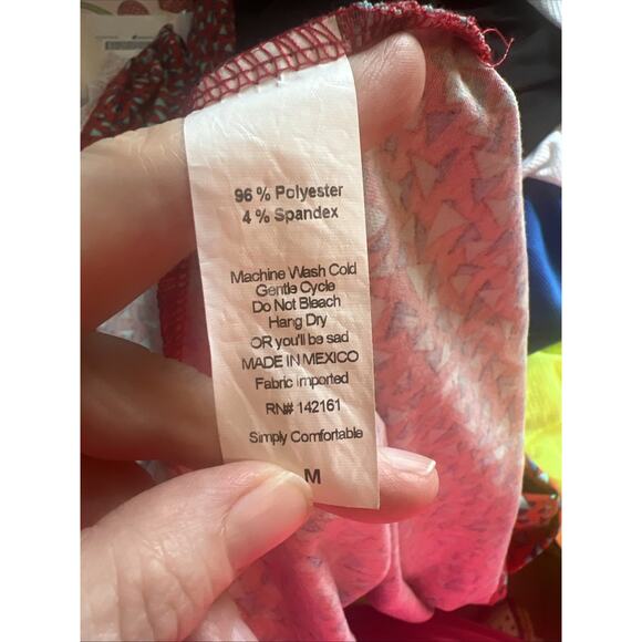 LuLaRoe Maxi Dress M Red Geometric Print Boho Strech Comfy - Picture 4 of 7